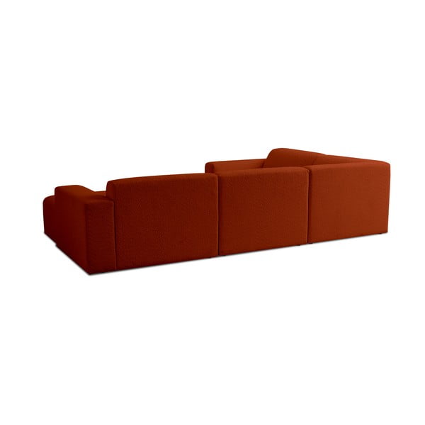 Opečnato oranžna kotna sedežna garnitura iz tkanine bouclé (v obliki črke "U") Roxy – Scandic-image-2