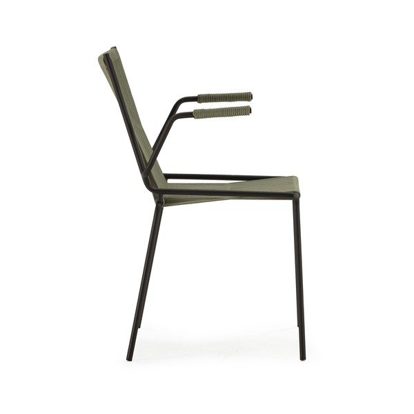 Zeleni kovinski jedilni stoli v kompletu z nasloni za roke/z možnostjo nalaganja 2 ks Emily – Marckeric-image-4