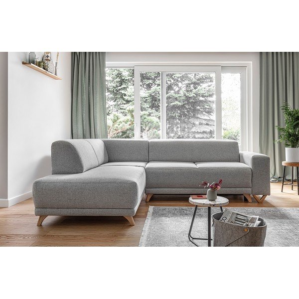 Svetlo siva raztegljiva/s prostorom za shranjevanje kotna sedežna garnitura (levi kot/v obliki črke L) Classy Sophie – Miuform-image-1