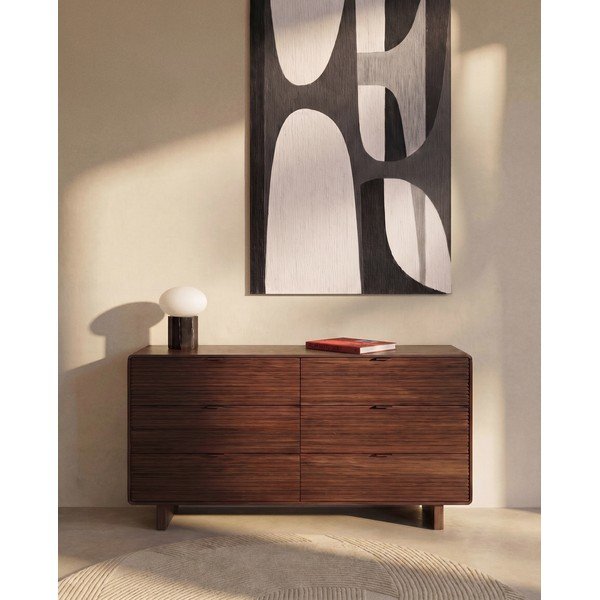 Komoda v orehovem dekorju v temni naravni barvi 120x75x50 cm Norlen – Kave Home-image-2