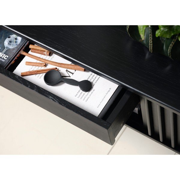 Črna TV omarica v hrastovem dekorju 48x160 cm Siena – Unique Furniture-image-1