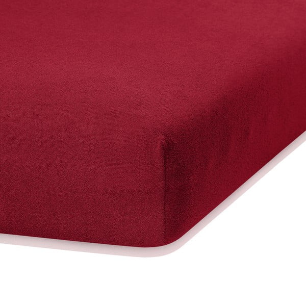 Temno rdeča elastična rjuha za zakonsko posteljo AmeliaHome Ruby Siesta, 200/220 x 200 cm-image-2