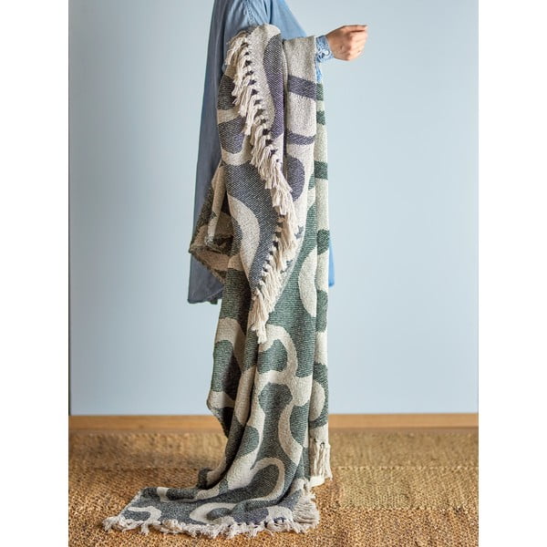 Črno-bež odeja iz recikliranega bombaža 130x160 cm Salobre – Bloomingville-image-1