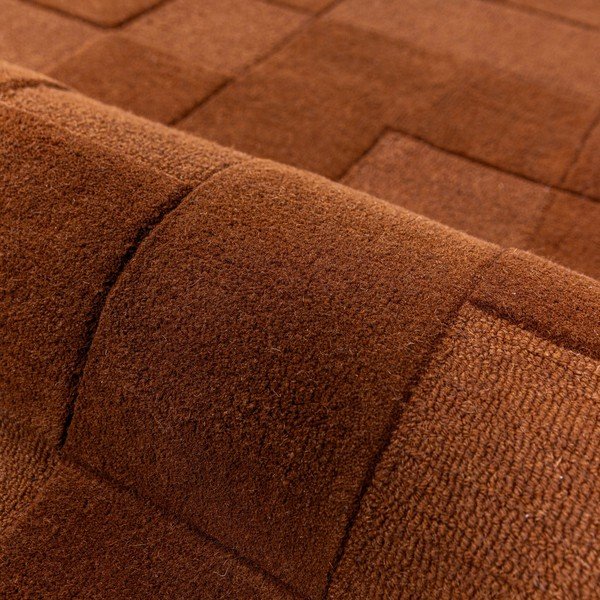 Ročno tkan volnen tekač v barvi terakote 60x230 cm Checkerboard – Flair Rugs-image-3