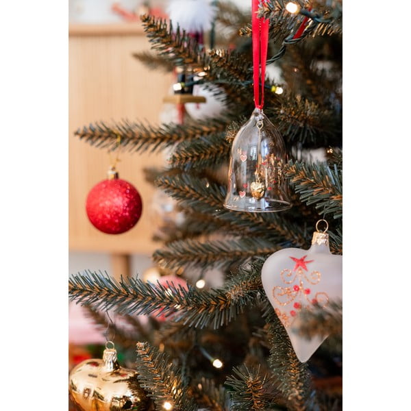 Komplet 3 božičnih okraskov iz belega stekla v obliki srca Ego Decor-image-1