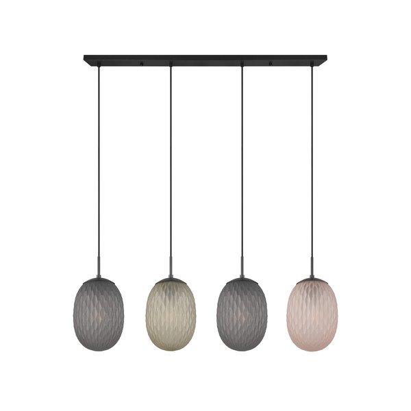 Mat črna viseča svetilka s steklenim senčilom Facette – Trio