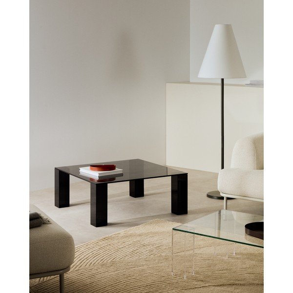 Temno siva steklena mizica 85x85 cm Adularia – Kave Home-image-1