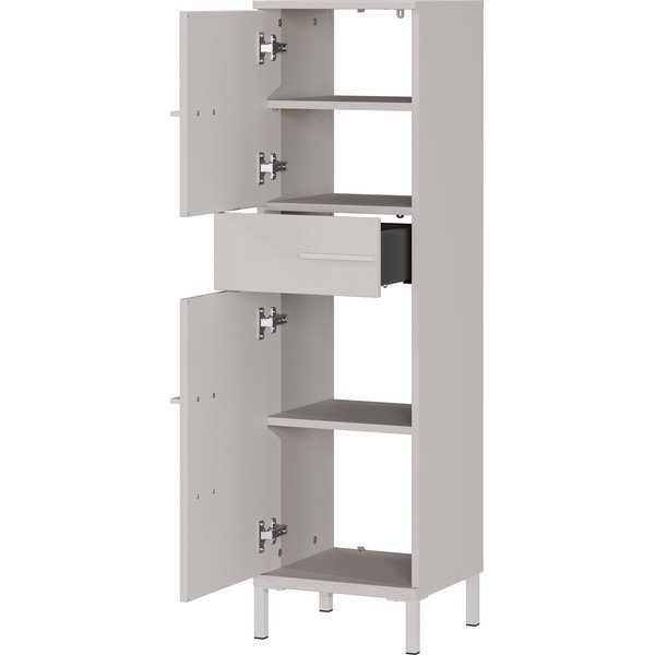 Kremno bela visoka/ozka kopalniška omarica v mat dekorju 34x123 cm Laurino – Germania-image-2