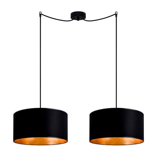 Črna dvojna viseča svetilka z zlato notranjostjo Sotto Luce Mika, ⌀ 36 cm