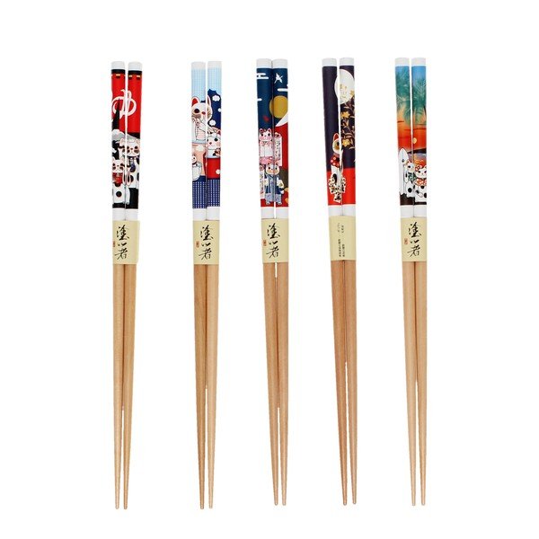 Lesen komplet jedilnih paličic 5 ks v naravni barvi Beckoning Cats – Rex London