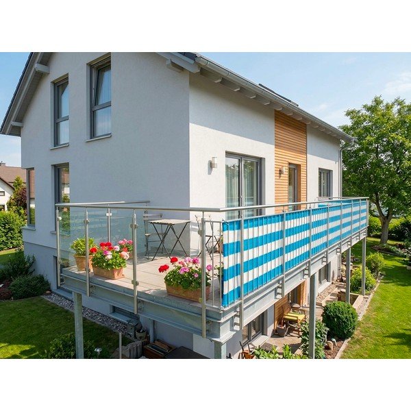 Belo-moder plastičen balkonski zastor 500x90 cm – Garden Pleasure