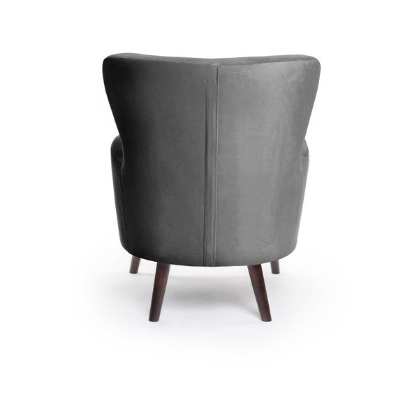 Temno siv žameten fotelj z naslonom Noemye – Bonami Selection-image-4