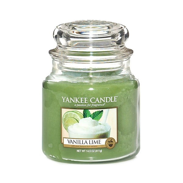 Dišeča sveča Yankee Candle Vanilla with Lime, čas gorenja 65 - 90 ur