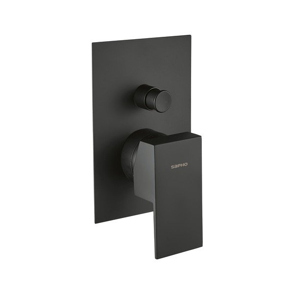 Mat črna vgrajena armatura za tuš (2 izhoda) Latus – Sapho