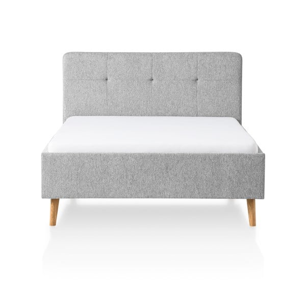 Svetlo siva oblazinjena zakonska postelja brez letvenega dna 140x200 cm Smart – Meise Möbel-image-3