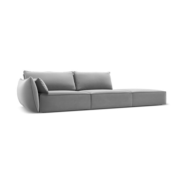 Svetlo siva žametna sedežna garnitura levi kot 264 cm Vanda – Mazzini Sofas-image-2
