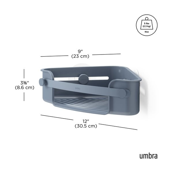 Modra kotna kopalniška polica iz reciklirane plastike z namestitvijo brez vrtanja Flex – Umbra-image-4