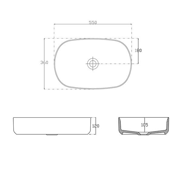 Bel keramičen umivalnik 55x36 cm Infinity Oval – Sapho-image-3