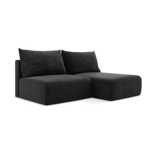 Črna raztegljiva/s prostorom za shranjevanje kotna sedežna garnitura (desni kot) Kalena – Makamii-image-2