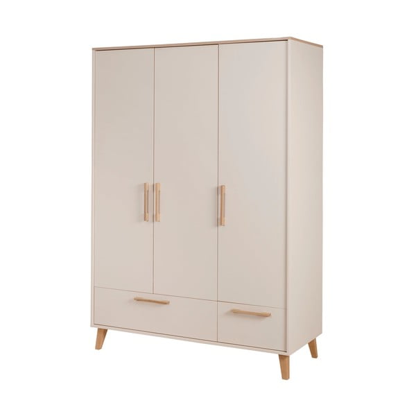 Kremno bela/naravna otroška garderobna omara v hrastovem dekorju 138x200x55 cm Jil – Roba-image-2
