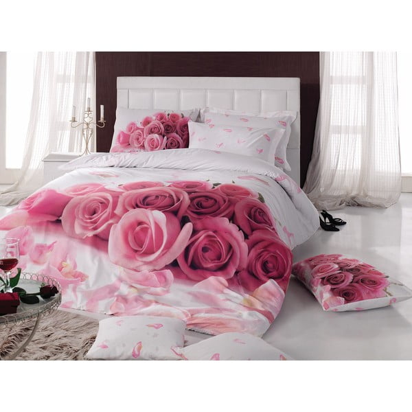 Roza bombažna enojna posteljnina Darlign, 160 x 220 cm