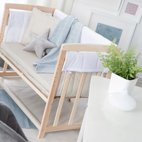 Zibelka s prostorom za shranjevanje in z ogrodjem za baldahin v naravni barvi 90x45 cm Liebhabär – Roba-image-4