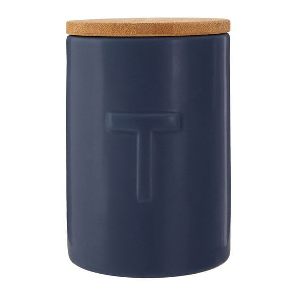 Temno modra posoda za čaj s pokrovom iz bambusa Premier Housewares Fenwick