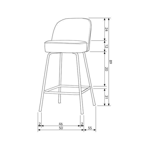 Opečnato oranžen žameten barski stol (višina sedeža 64 cm) Vogue – WOOOD-image-1