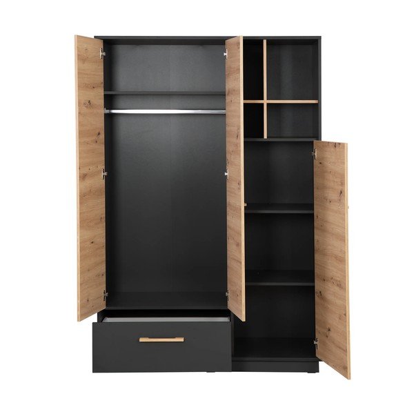 Antracitno siva otroška garderobna omara v hrastovem dekorju 132x195 cm Lenn – Roba-image-3