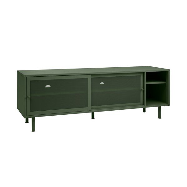 Temno zelena kovinska TV omarica 160x55 cm Veep – Unique Furniture-image-4