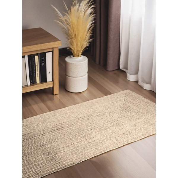 Kremno bel obojestranski/ročno tkan tekač iz jute 80x200 cm Juno – Hanse Home-image-1