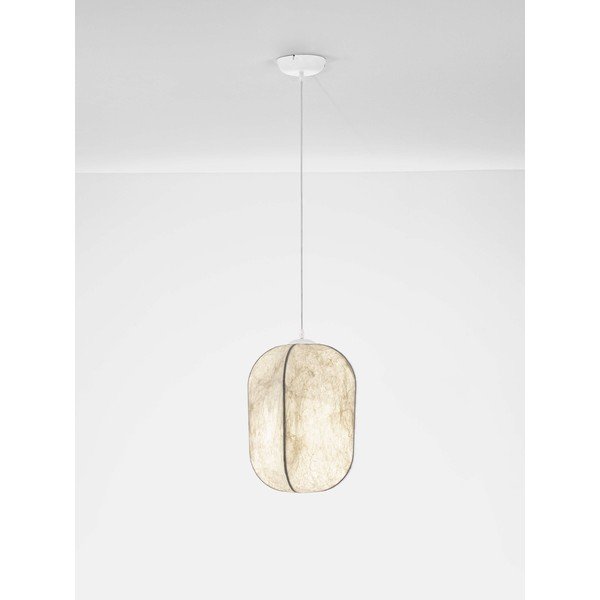 Bela kovinska viseča svetilka s tekstilnim senčilom ø 30 cm Pierida – Nova Luce-image-3