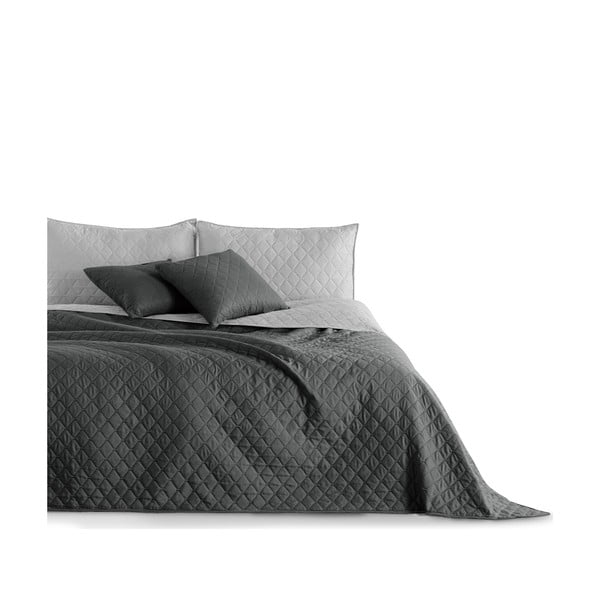 Sivo obojestransko pregrinjalo za posteljo iz mikrovlaken DecoKing Axel Charcoal Silver, 200 x 220 cm