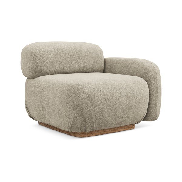 Bež modul za sedežno garnituro iz tkanine bouclé (desni kot) Ailani – Makamii-image-1