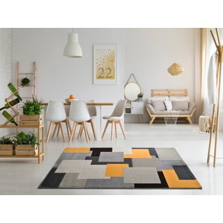 Oranžno-siva preproga Universal Leo Square, 80 x 150 cm