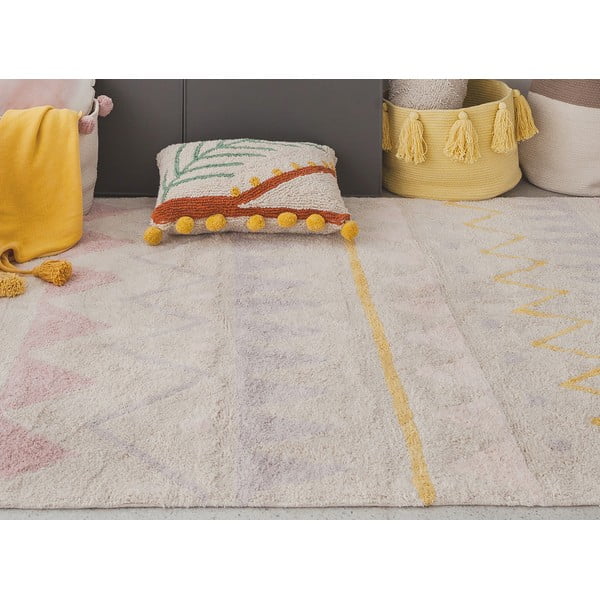 Rožnata/kremno bela pralna ročno tkana bombažna otroška preproga 140x200 cm Azteca Vintage Nude – Lorena Canals-image-4