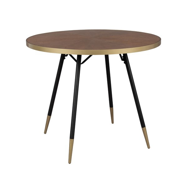 Okrogla jedilna miza z mizno ploščo v orehovem dekorju ø 91 cm Denise – White Label