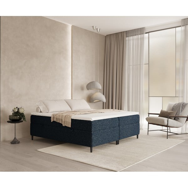 Temno modra boxspring postelja s prostorom za shranjevanje 140x200 cm Araya – Maison de Rêve-image-4