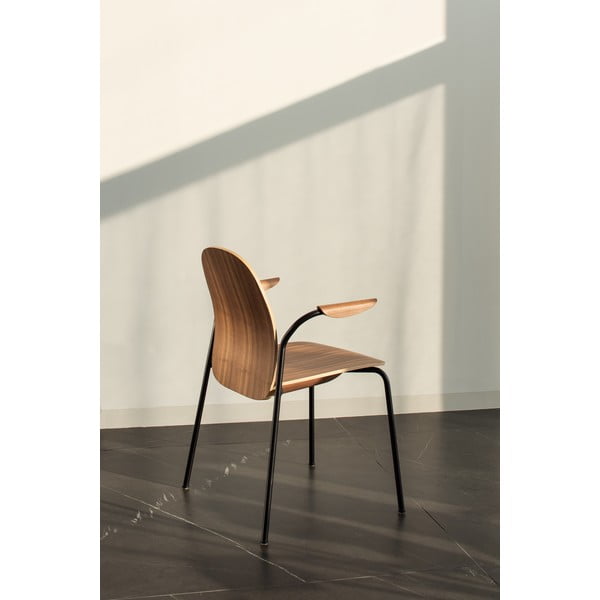 Rjavi/v konjak rjavi barvi jedilni stoli v kompletu z nasloni za roke/z možnostjo nalaganja 2 ks v orehovem dekorju Book – Gazzda-image-1