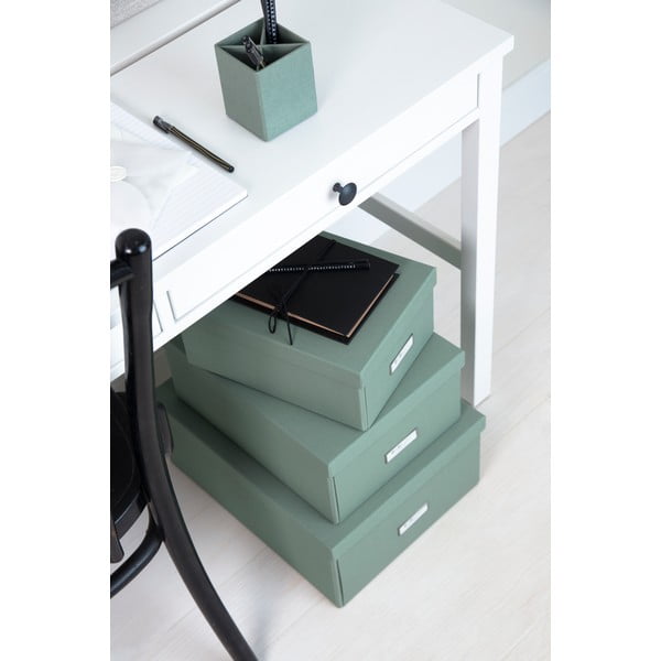 Zelenomodra kartonasta škatla za shranjevanje s pokrovom 34,5x45x18,5 cm Katrin Canvas Paper Laminate – Bigso-image-2