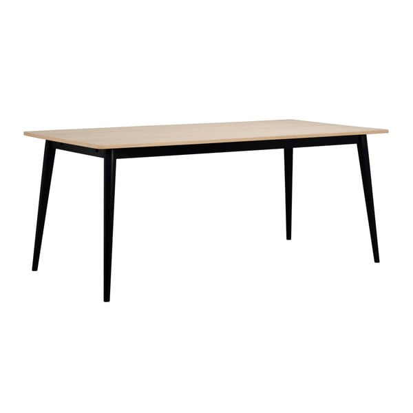 Jedilna miza s svetlo hrastovo ploščo in črnimi nogami Rowico Pan, 180 x 90 cm