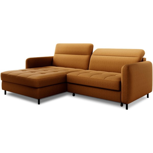 Rumena žametna raztegljiva/s prostorom za shranjevanje kotna sedežna garnitura (levi kot/z ležalnikom) Gomsi – ELTAP-image-2