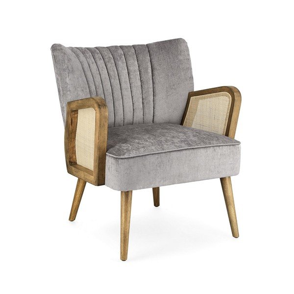 Siv žameten fotelj Virna – Bizzotto