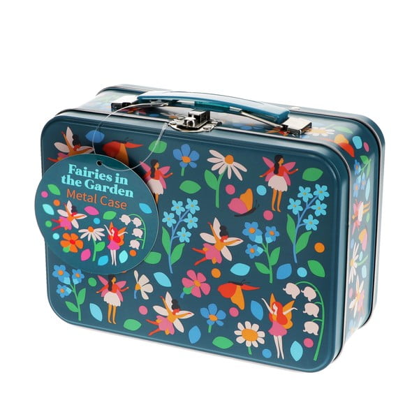 Temno moder kovinski otroški kovček 19x8x17 cm Fairies in the Garden – Rex London