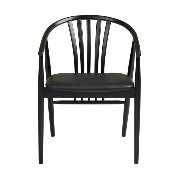 Črn jedilni stol z nasloni za roke iz masivne bukve Agustin – House Nordic-image-2