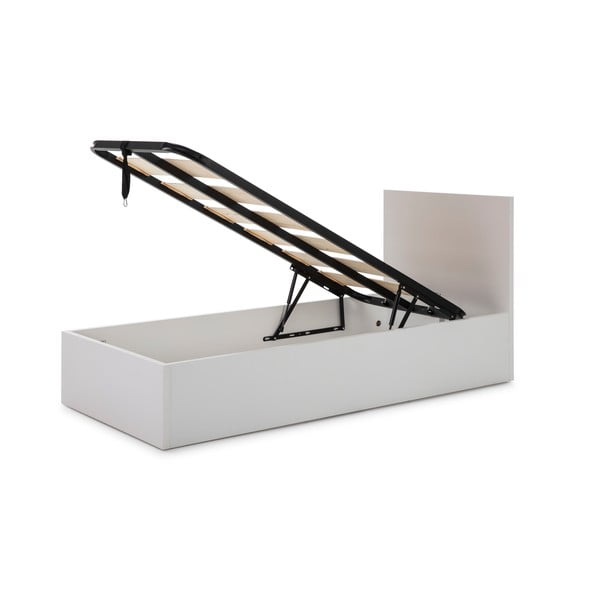 Bela postelja z odlagalnim prostorom in letvenim dnom 90x190 cm Kronos - Marckeric-image-3