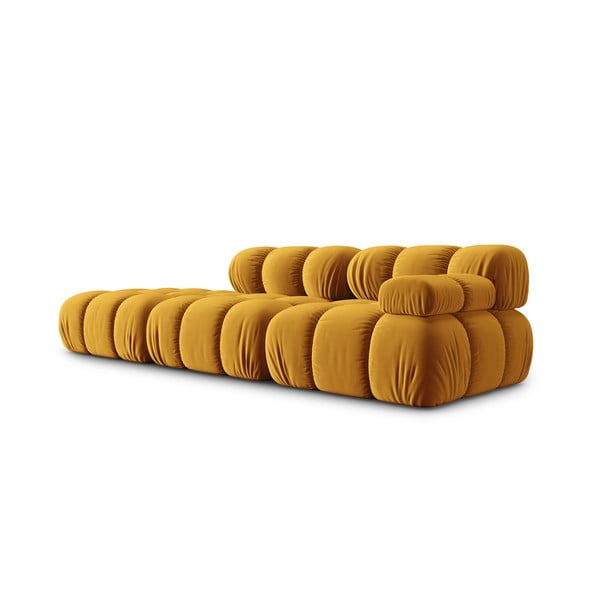 Rumena žametna sedežna garnitura 282 cm Bellis – Micadoni Home-image-3