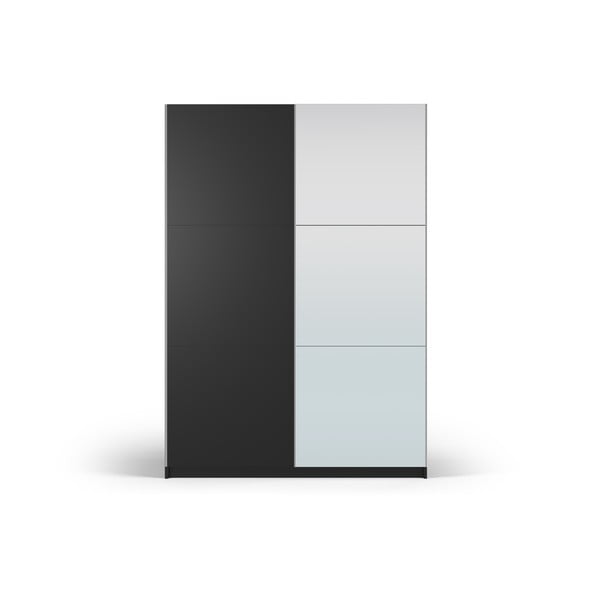Črna omara z ogledalom in drsnimi vrati 151x215 cm Lisburn - Cosmopolitan Design