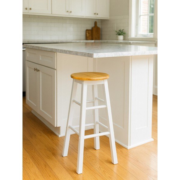 Bel/v naravni barvi barsko stol iz masivnega kavčukovca (višina sedeža 74 cm) Chester – Premier Housewares-image-1