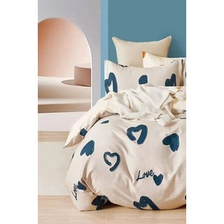 Bež 3-delna enojna podaljšana posteljnina iz renforce bombaža z rjuho 160x220 cm Amore – Mila Home